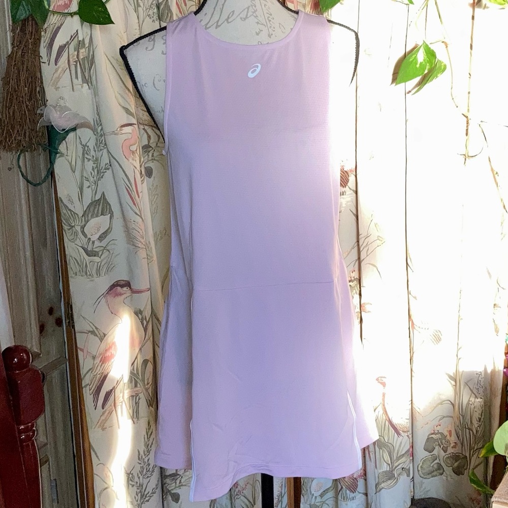 NWT ASICS New Strong 92 Tennis Dress W Undershorts Pink sz Medium - Picture 2 of 13